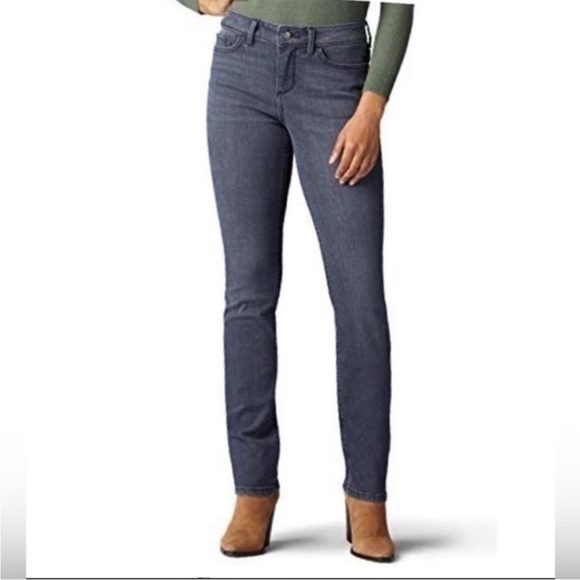 Lee Straight Leg Regular Fit Mid-Rise Jeans Charcoal Grey,Women’s Size 10 Short - Picture 1 of 14